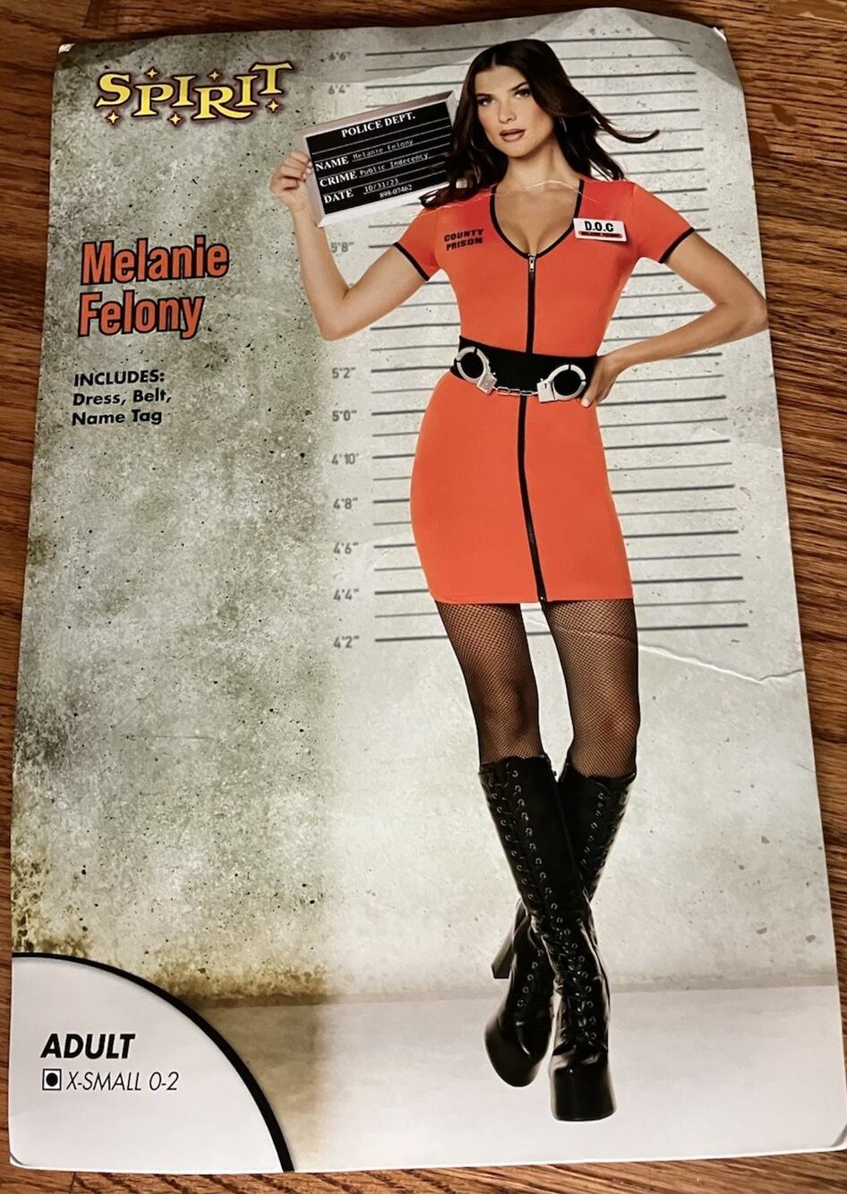 Spirit Halloween Melanie Felony Halloween Costume Prisoner Adult Size XS